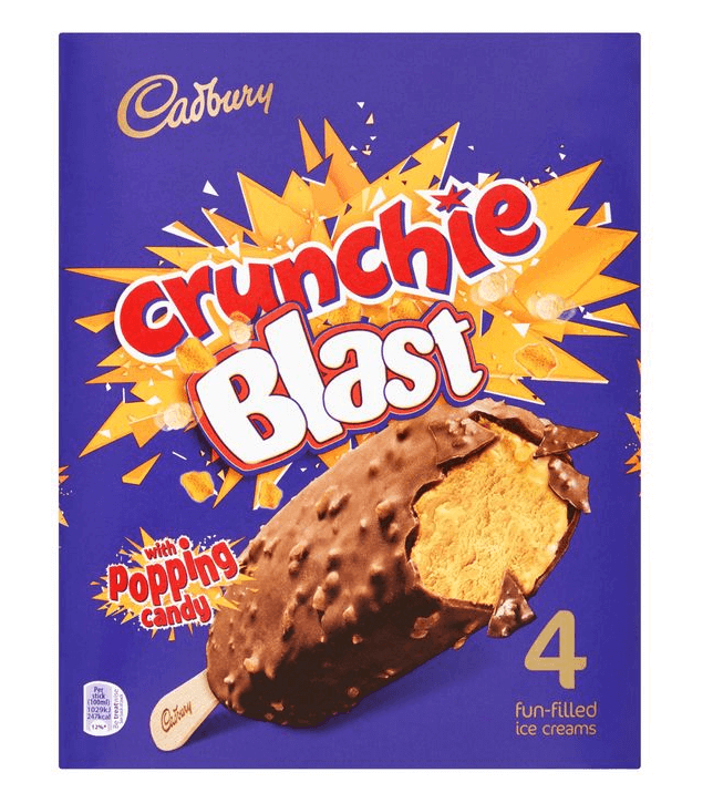 Cadbury Crunchie Blast with Popping Candy Ice Creams 4 X 100ml