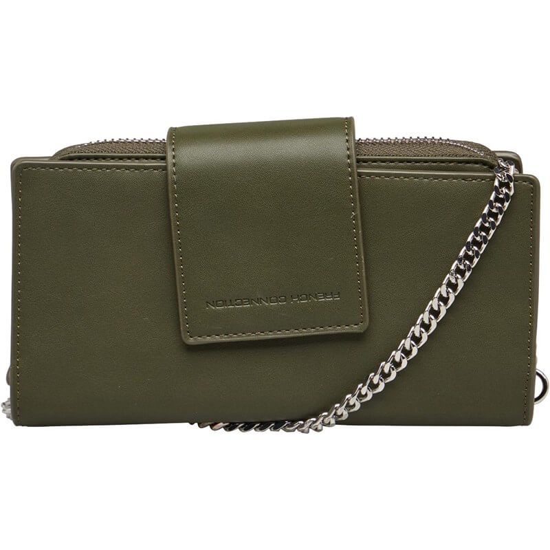 French Connection Womens Cross Body Bag Dusty Olive/Shiny Silver
