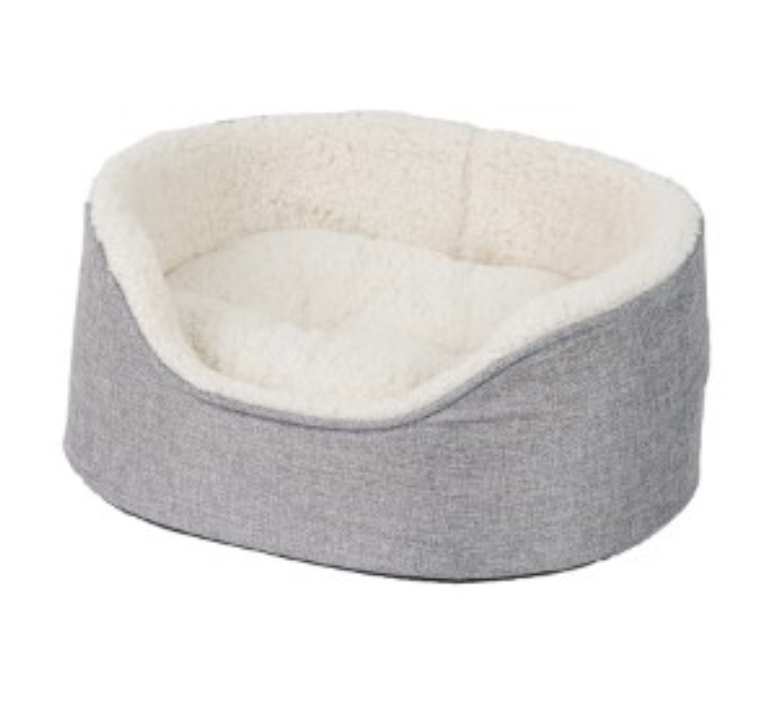Pets at Home Grey Linen Oval Dog Bed X Small