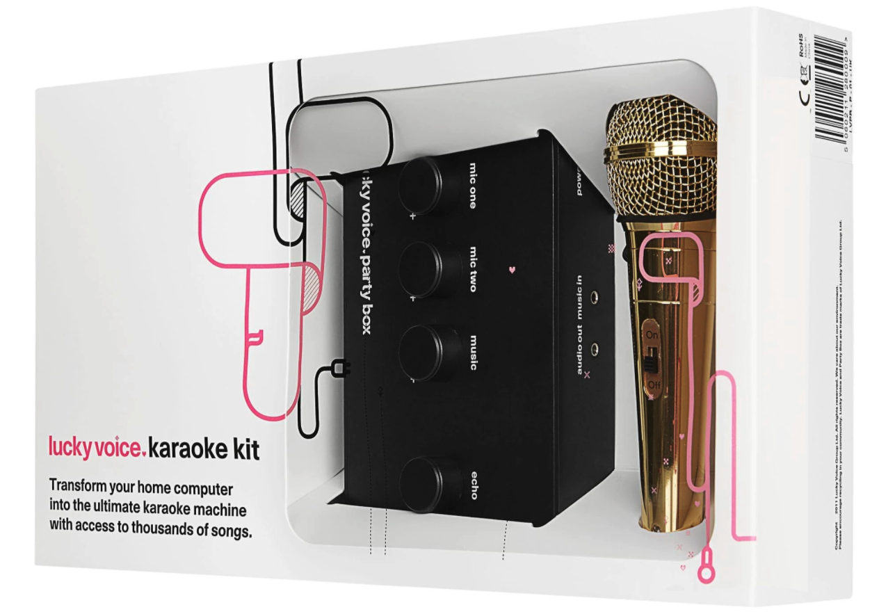 Lucky Voice Karaoke Machine – Chrome Gold Microphone