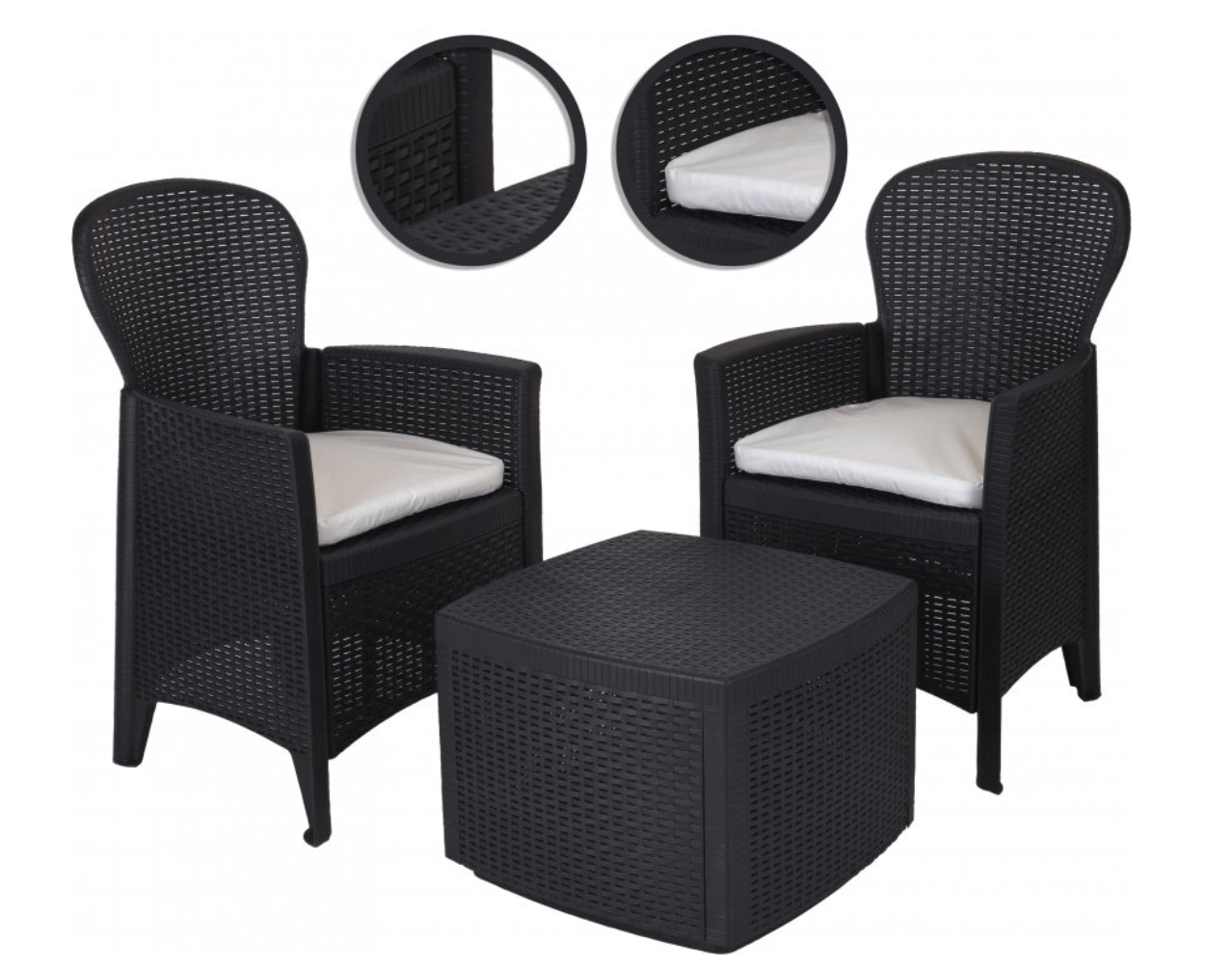 3 Piece Outdoor Indoor Patio Garden Table 2 Chair Rattan Style Furniture Set