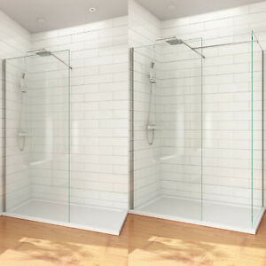  
Wet Room Shower Screen and End Panel Walk In Enclosure &Tray 8mm EasyClean Glass