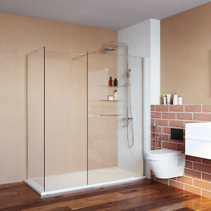 Frameless Shower Enclosure And Tray Shower Screen With Panel Walk In Wet Room