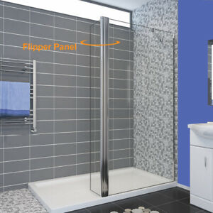  
Walk In Shower Screen Panel Wet Room Enclosure 8mm NANO Clean Glass W/ Flipper