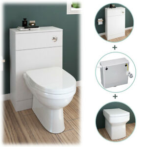  
BTW WC Unit White Bathroom Ceramic Toilet Soft Close Seat & Concealed Cistern