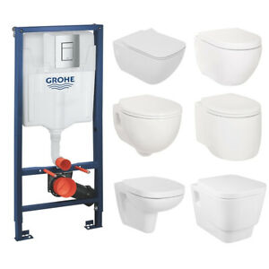  
GROHE Rapid SL Wall Hung Bathroom Toilet Soft Close Seat Concealed Frame Cistern