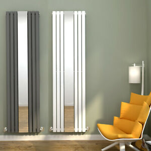  
Designer Vertical Radiator Mirror Oval Column Panel White Anthracite 1800x500mm