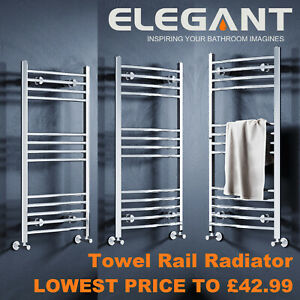  
Towel Rail Radiator Bathroom Chrome Heated Straight Curved Shape Towel Rads