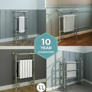 Traditional Victorian Bathroom Heated Column Towel Rail  Radiator White & Chrome