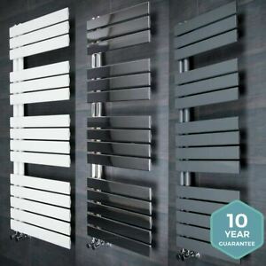  
Heated Towel Rail Bathroom Radiator Designer Flat Panel – Grey | Chrome | White