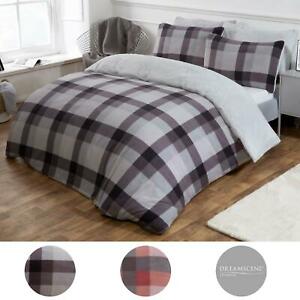  
Dreamscene Check Teddy Fleece Duvet Cover with Pillowcase Thermal Bedding Set UK