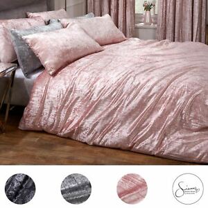  
Sienna Crinkle Crushed Velvet Duvet Cover with Pillowcase Valencia Bedding Set