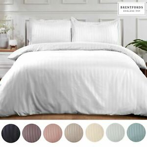  
Brentfords Satin Stripe Quilt Duvet Cover with Pillowcase Set Single Double King