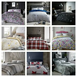  
Flannelette Duvet Cover Bedding Set 100% Brushed Cotton Single Double King Sizes