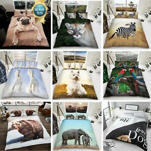  
3D Duvet Cover Set Animal Bedding Quilt with Pillowcase Single Double King Sizes