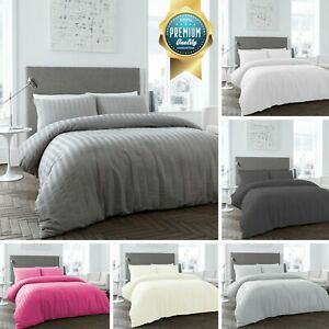  
Luxury Seersucker Striped Duvet Quilt Cover & Pillowcase/s Bedding Bed Linen Set