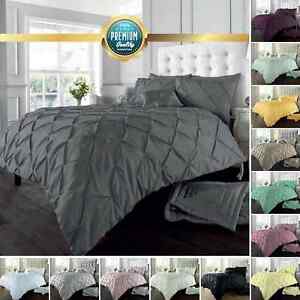  
Pintuck Pleated Alford Duvet Cover Set Bedding With Pillowcase All Sizes Colours