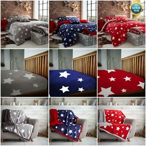  
Luxury Teddy Star Fleece Duvet Cover Extra Soft Warm Fitted Sheet Bed Set Throws