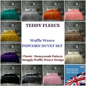  
Teddy Fleece Popcorn Duvet Cover Top Quilt Set Soft Bedding Matching Pillowcase