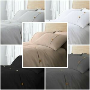  
Hotel Quality Polycotton Easycare Waffle Duvet Cover Solid Quilt Set All Sizes