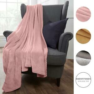  
Brentfords Large Flannel Fleece Blanket Warm Throw for Soft Bed Sofa Blush Ochre