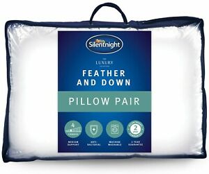 Silentnight Luxury Natural Feather and Down Pillow Duck Pack of 2 Two Medium