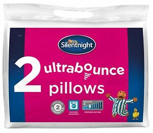  
Silentnight Ultrabounce Piped Hypoallergenic Bed Pillows Pack of 2 Two Medium