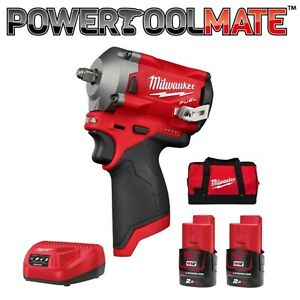 Milwaukee M12FIW38-202B 12v Fuel Impact Wrench Set, with 2 x 2Ah Batts, Charger