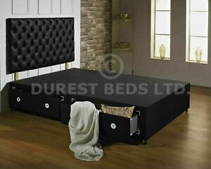  
NEW BLACK 3FT 4FT6 5FT 6FT SIZE LUXURY DIVAN BED BASE+DRAWER+HEADBOARD