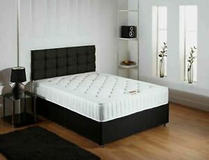  
MEMORY FOAM DIVAN COMPLETE BED SET + MEMORY FOAM MATTRESS + CUBED HEADBOARD