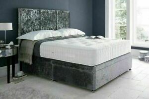  
Crush Velvet Ottoman side Divan Storage Bed With Optional Headboard and Mattress