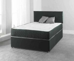  
Leather Divan Bed + Memory Foam Mattress + Leather Headboard – COMPLETE SET