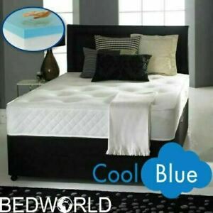  
COOL BLUE MEMORY FOAM DIVAN BED WITH MATTRESS AND HEADBOARD 3FT 4FT6 Double 5FT