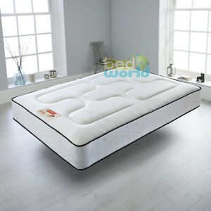  
WHITE OPEN COIL SPRUNG MATTRESS 3FT 4FT’6 5FT MEMORY FOAM TOPPED MATTRESS DOUBLE