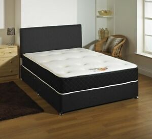  
Black Chenile Divan Bed comes with A Memory Foam Mattress and Matching Headboard