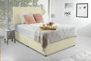  
Cream Suede Divan Bed 10″ Orthopaedic Spring Mattress + Matching Headboard plain