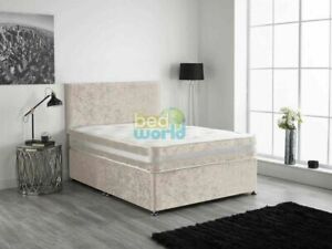  
Plain Crushed Velvet Bed Set Includes Memory Foam Mattress + Matching Headboard