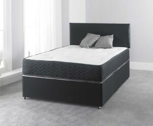 Cheap Leather Divan Bed + Memory Foam Mattress + Leather Headboard