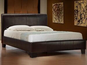  
LEATHER BED DOUBLE KING BLACK BROWN WHITE WITH MEMORY FOAM-ORTHOPAEDIC MATTRESS