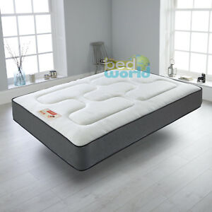  
BLACK QUILTED SPRUNG MATTRESS 3FT 4FT’6 5FT MEMORY FOAM TOPPED MATTRESS DOUBLE