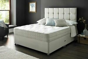  
Cubed Leather or Suede Divan Bed + Orthopeadic Mattress + Headboard