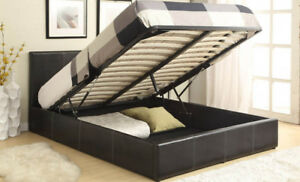  
Storage Ottoman Lift Leather Bed – Black Or Brown, GET IT DELIVERED TOMORROW