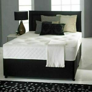  
POCKET SPRUNG MEMORY FOAM BLACK LEATHER DIVAN BED HEADBOARD 3FT 4FT6 DOUBLE 5FT