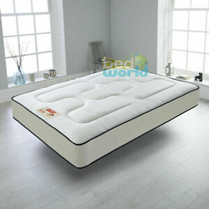  
CREAM QUILTED SPRUNG MATTRESS 3FT 4FT’6 5FT MEMORY FOAM TOPPED MATTRESS DOUBLE