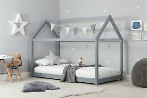  
New Contemporary Children’s Wooden House Bed In Pine, Grey or White