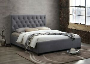 Birlea Cologne 4FT6 5FT Fabric Steel or Grey Bed Frame With Mattress Options