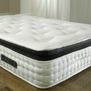  
White Pillowtop Pocket Sprung Mattress – Black Under – 3ft, 4ft, 4ft6, 5ft, 6ft