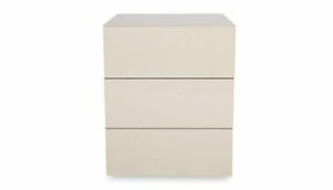  
Heal’s Space Bedroom Stylish White Gloss Three Drawer Bedside Table – RRP £455