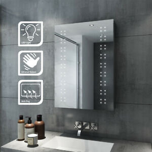  
Vertical LED Mirror Cabinet Bathroom Storag with Demister Infrared Sensor