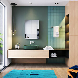  
Stainless Steel Bathroom Mirror with Shelves Storage Cabinet 600x800mm